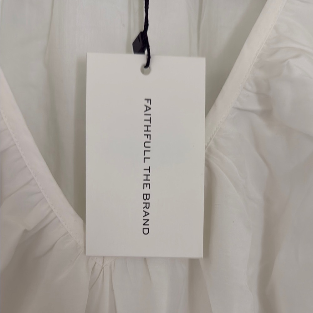 Faithfull the Brand White Ruched Maxi Dress with Puff Sleeves - Picture 7 of 8